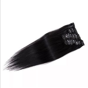 NEW✨ Remy 100% Human Hair Clip In Extensions 7pc 75G #1 Jet Black 15” Long